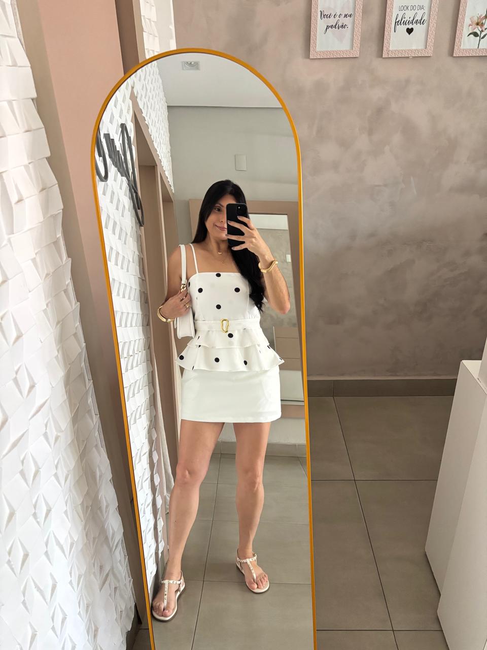 Conjunto Short Saia Poá